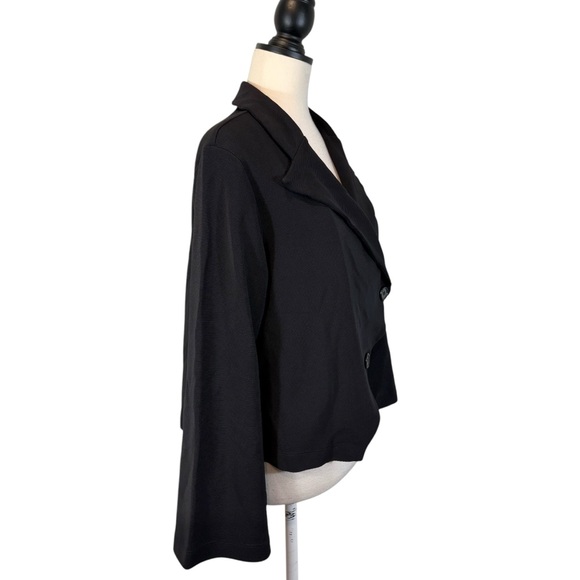 Bryn Walker Black Cropped Jacket Crossover Button Front Long Sleeve Lagenlook, S - Picture 6 of 15
